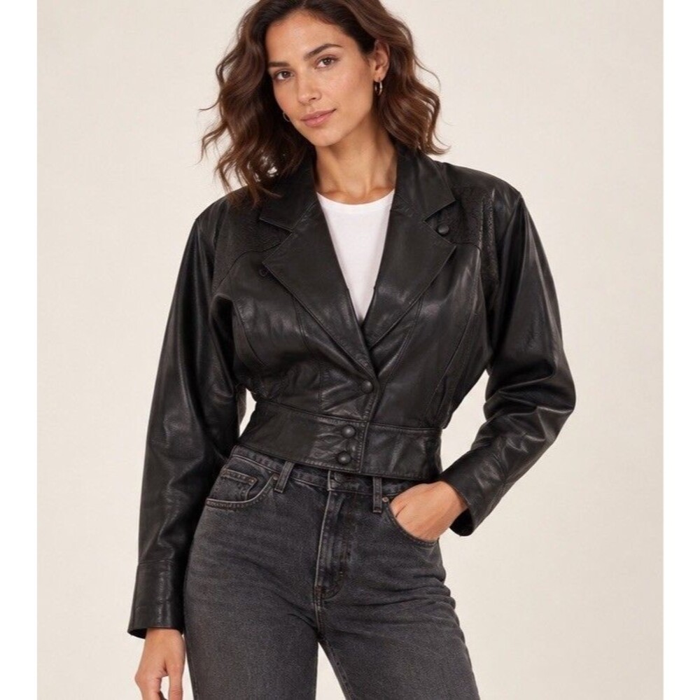 VTG Byrnes Baker Leather Bomber Jacket Black Flight Pilot 80s 90s... Deadstock